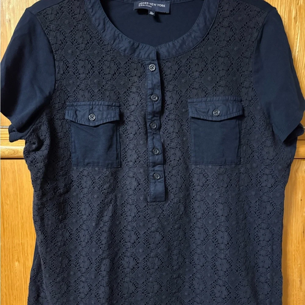 Women’s Jones New York Signature Lace Front Top - Picture 1 of 5